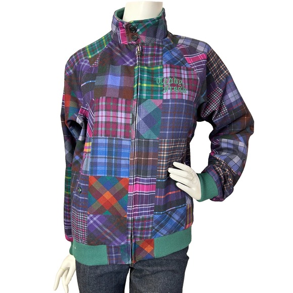 Teddy Fresh Grandpa Jacket Patchwork Plaid Size Small Pocket Multi Color EUC - Picture 13 of 13